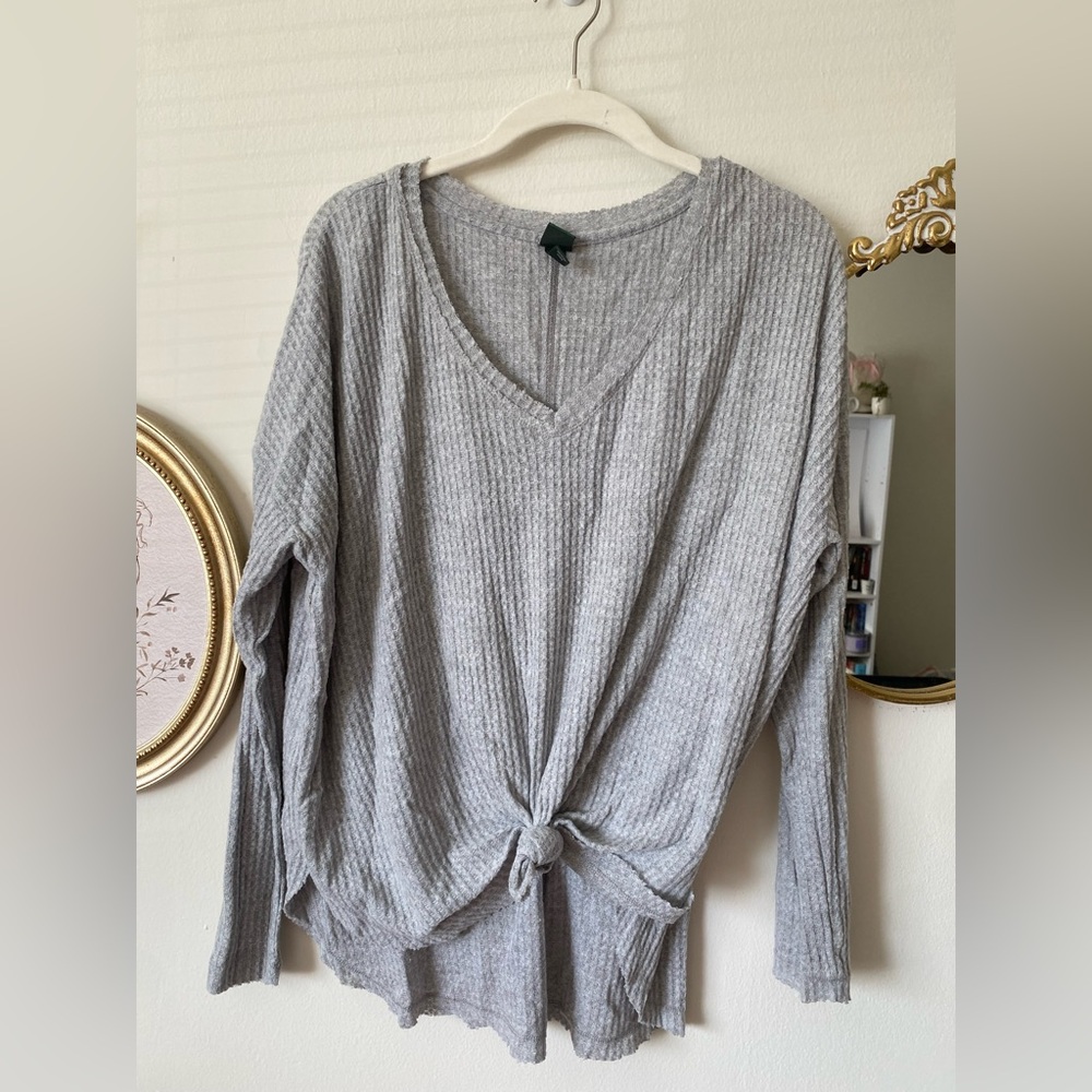 Wild Fable Light Gray Waffle Knit Top